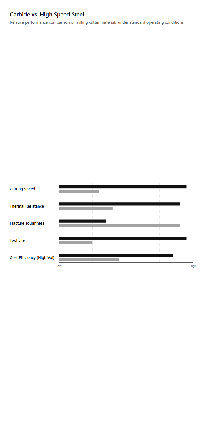 Infographic comparison Carbide Cutters vs High Speed Steel Cutters of Milling Machine power tool