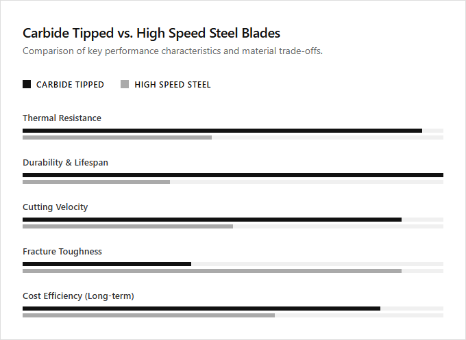 Infographic comparison Carbide Tipped vs High Speed Steel Blades of Saw power tool