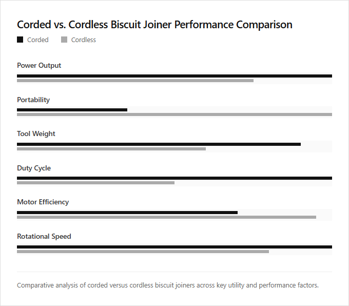 Infographic comparison Corded vs Cordless Biscuit Joiner of Biscuit Joiner power tool