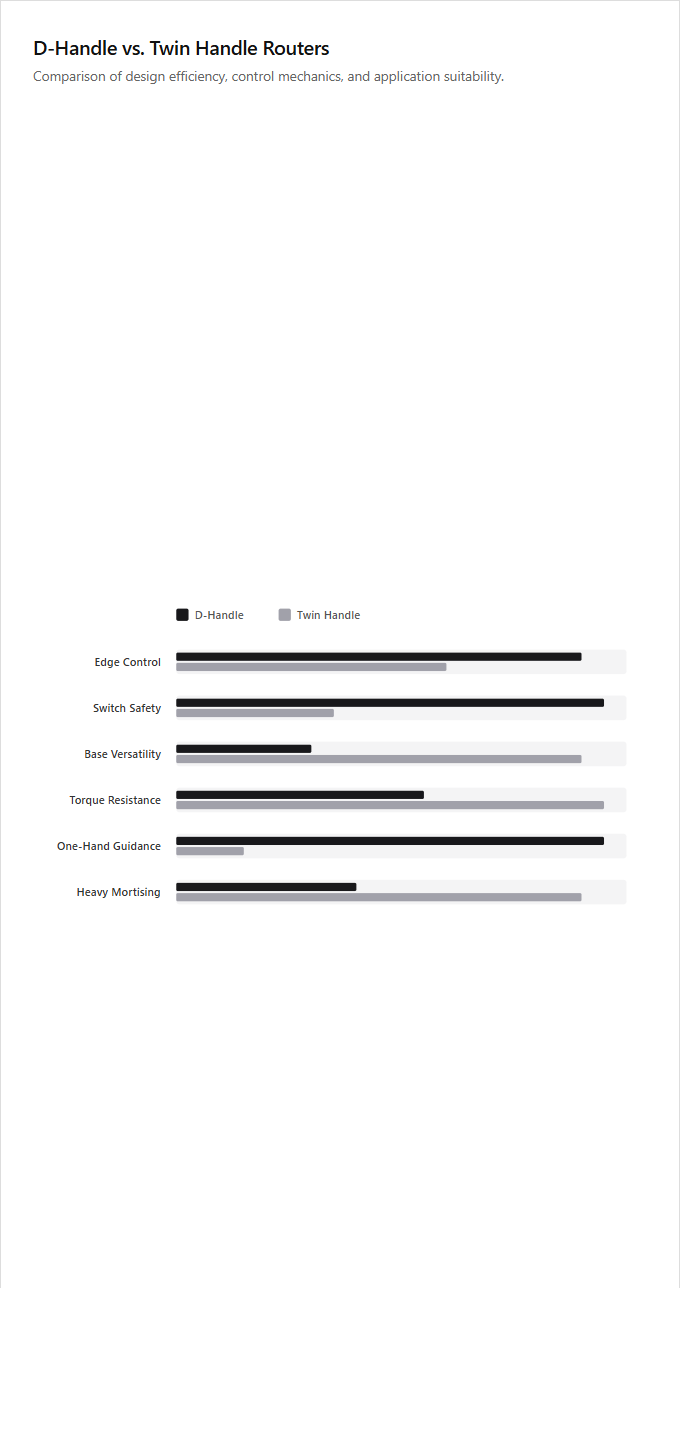 Infographic comparison D-Handle Router vs Twin Handle Router of Router power tool