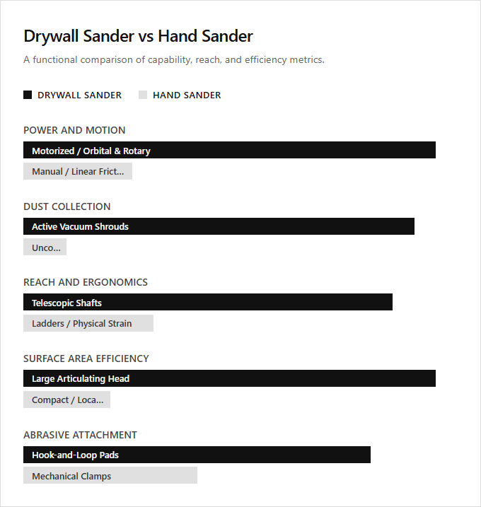 Infographic comparison Drywall Sander vs Hand Sander of Sander power tool