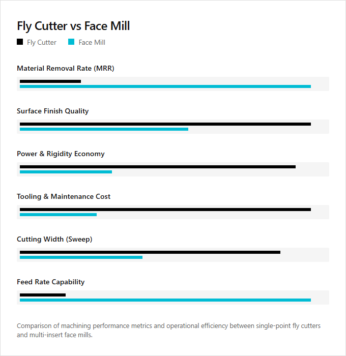 Infographic comparison Fly Cutter vs Face Mill of Milling Machine power tool