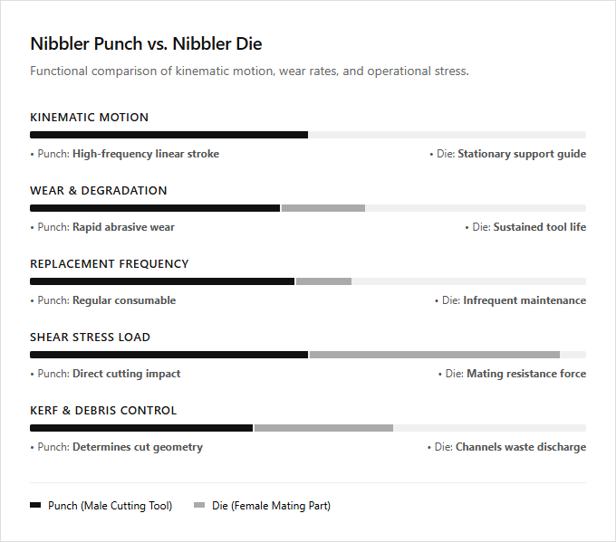 Infographic comparison Nibbler Punch vs Nibbler Die of Nibbler power tool