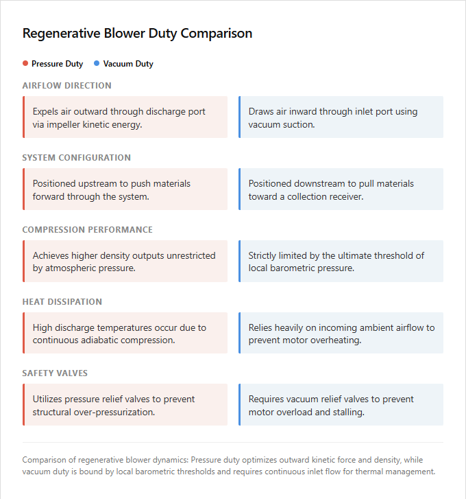 Infographic comparison Pressure Duty vs Vacuum Duty of Regenerative Blower power tool