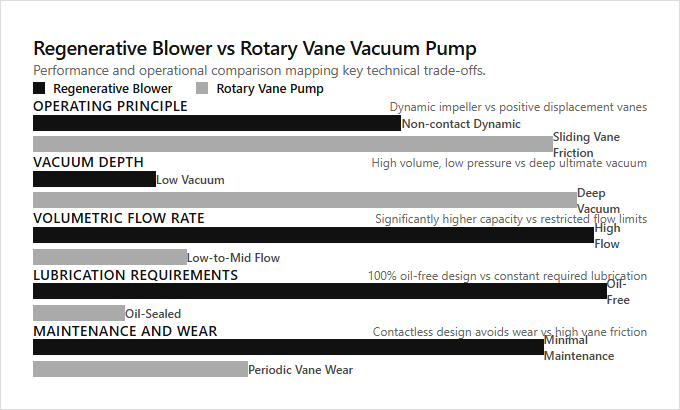 Infographic comparison Regenerative Blower vs Rotary Vane Vacuum Pump of Regenerative Blower power tool