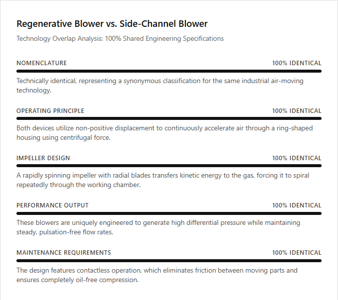 Infographic comparison Regenerative Blower vs Side-Channel Blower of Regenerative Blower power tool